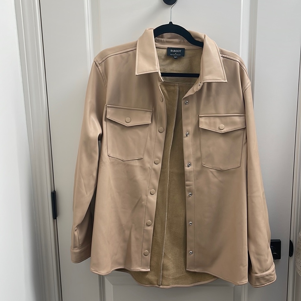 Bardot Faux Leather Shirt Jacket